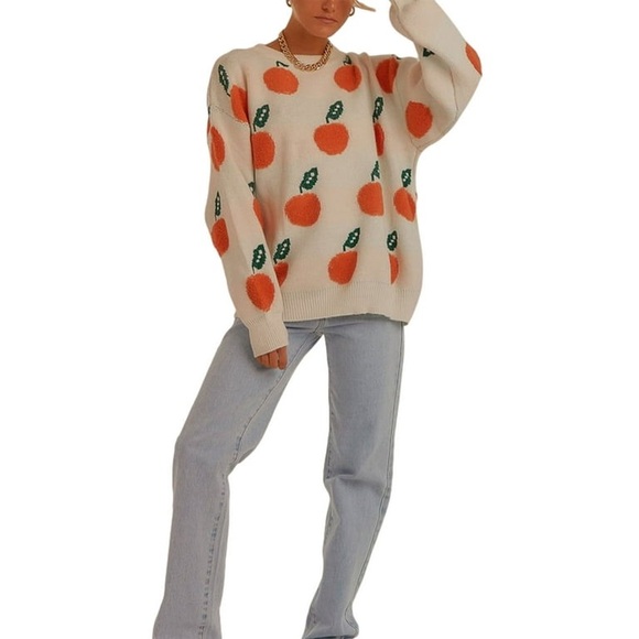 Cider All Over Orange Print Sweater Size Small - Picture 1 of 7